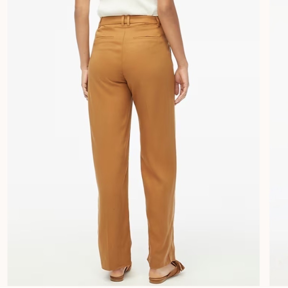 J crew Wide-leg pleated twill trouser pant warm brandy - Picture 3 of 4